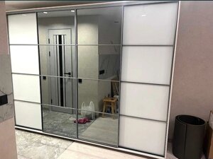 Біла шафа купе з комбінованими дверима 7/9 та дзеркалом Графіт або Бронза