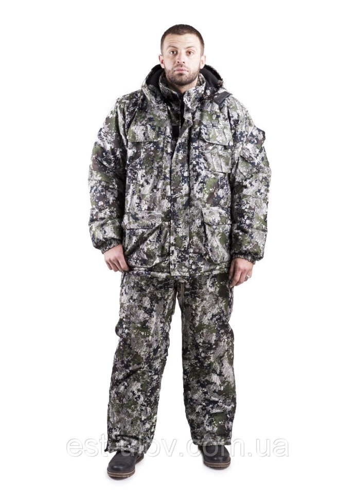 Зимовий костюм для полювання і риболовлі Піксель, висока якість, продувається тканина Розмір 48-50 - порівняння