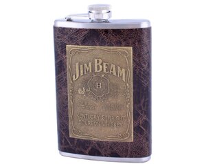 Фляга з нержавіючої сталі Jim Beam (Шкіра, 265 мл)