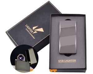 Електроімпульсна запальничка в подарунковій упаковці Lighter (Подвійна блискавка, USB) №HL-5 Black