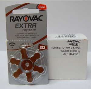 Батарейки для слухових апаратів Rayovac Extra 312 (60 шт)