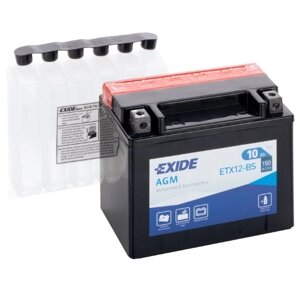 Акумулятори мото Exide ETX12-BS: 10 А · год - 12 V; 150 (ETX12-BS), 150x87x130 мм