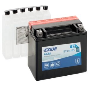 Акумулятори мото Exide ETX14-BS: 12 А · год - 12 V; 200 (ETX14-BS), 150x87x145 мм