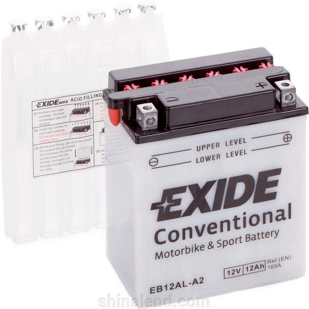 Акумулятори мото Exide EB12AL-A2: 12 А · год - 12 V; 165 (EB12AL-A2), 134x80x160 мм від компанії ШінаЛенд - Оплата Частинами - фото 1