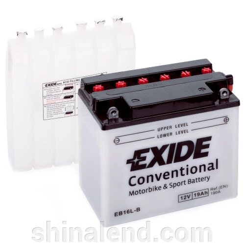 Акумулятори мото Exide EB16L-B: 19 А · год - 12 V; 190 (EB16L-B), 175x100x155 мм від компанії ШінаЛенд - Оплата Частинами - фото 1