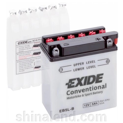 Акумулятори мото Exide EB5L-B: 5 А · год - 12 V; 65 (EB5L-B), 120x60x130 мм від компанії ШінаЛенд - Оплата Частинами - фото 1