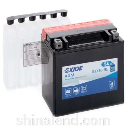 Акумулятори мото Exide ETX16-BS: 14 А · год - 12 V; 215 (ETX16-BS), 150x87x161 мм від компанії ШінаЛенд - Оплата Частинами - фото 1