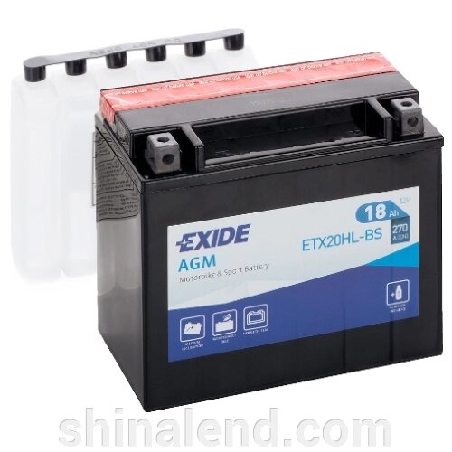 Акумулятори мото Exide ETX20HL-BS: 18 А · год - 12 V; 270 (ETX20HL-BS), 175x87x155 мм від компанії ШінаЛенд - Оплата Частинами - фото 1