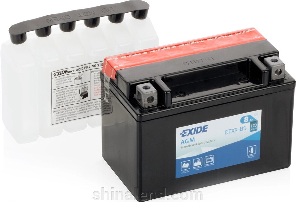Акумулятори мото Exide ETX9-BS: 8 А · год - 12 V; 120 (ETX9-BS), 150x87x105 мм від компанії ШінаЛенд - Оплата Частинами - фото 1