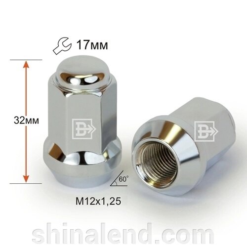 Гайки коліс M12x1,25x32; Chrome, Cone, Key 17 (закритий), колеса Faster 311344 Cr - PCS. від компанії ШінаЛенд - Оплата Частинами - фото 1