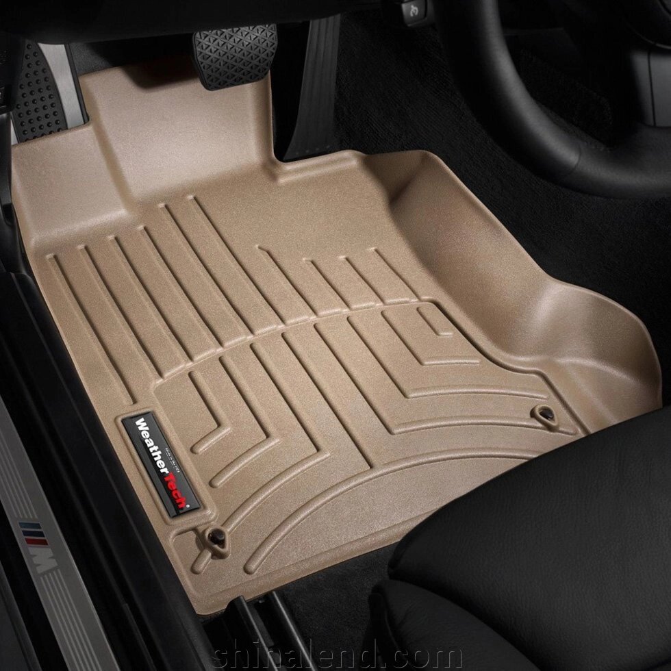 Килимки в салон Bmw 5 (E60, E61) 2003р - 2010 із 2001 - 2010 бежеві WeatherTech - передній ряд від компанії ШінаЛенд - Оплата Частинами - фото 1