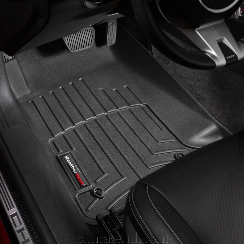 Килимки в салон Chevrolet Camaro V 2010 - 2015 з 2009 - 2015, чорні WeatherTech - передній ряд від компанії ШінаЛенд - Оплата Частинами - фото 1