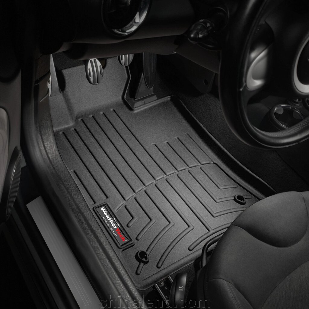 Килимки в салон Mini Clubman (R55) 2008-2014 з 2006 - 2014, чорні WeatherTech - передній ряд від компанії ШінаЛенд - Оплата Частинами - фото 1