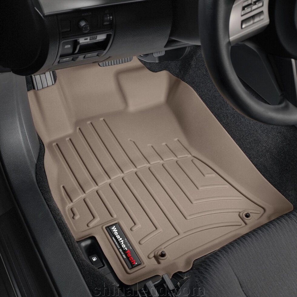 Килимки в салон Subaru Outback IV (BR) 2010 - 2014 / Legacy V 2010 - 2014 з 2008 - 2014, бежеві WeatherTech - передній  від компанії ШінаЛенд - Оплата Частинами - фото 1