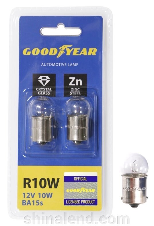 Лампа розжарювання автомобільна Goodyear R5W 12V 5W BA15s (блістер: к-т 2шт.) від компанії ШінаЛенд - Оплата Частинами - фото 1