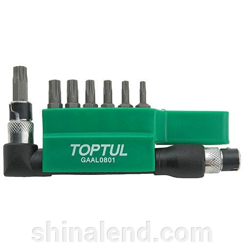 Набір біт TORX TOPTUL 1/4" T10H-T40H + Р-обр. перехідник 8ед. GAAL0801 від компанії ШінаЛенд - Оплата Частинами - фото 1