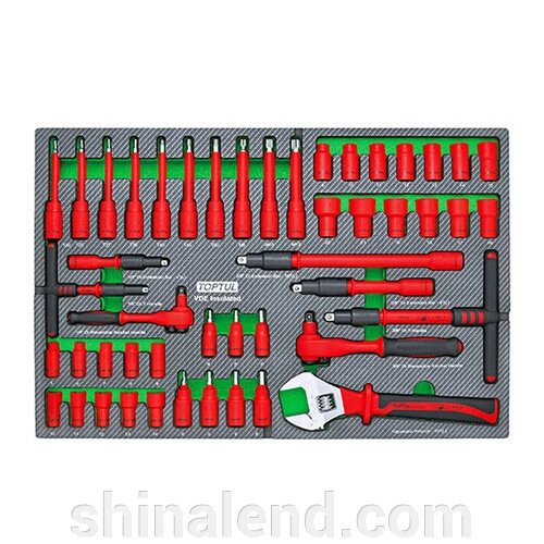 Набір інструменту електроізольованого VDE 48 од. (в ложементі, тип D) TOPTUL GED4863 від компанії ШінаЛенд - Оплата Частинами - фото 1