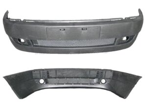 Бампер передній для Chery Amulet (дорестайл) 2003 - 2010, отв. під круглі п/туманки, чорний під фарбування, без