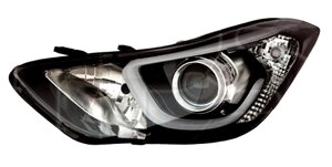 Фара права Hyundai Elantra V (MD) (рестайлінг) 2014 - 2016, електр., (EURO) LED + лінза, без лампи, без сервоприводу,