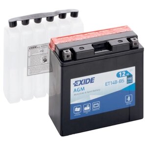 Акумулятори мото Exide ET14B-BS: 12 А · год - 12 V; 190 (ET14B-BS), 150x70x145 мм