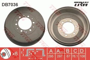 Гальмівний барабан задній TOYOTA HILUX VI, HILUX VII, HILUX VIII 2.4D-3.0D 11.01- TRW OE 424310K120