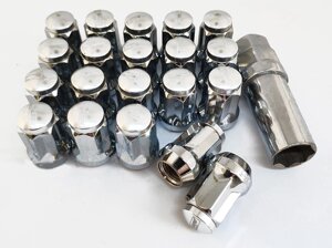Гайки колісні M12x1,5 - 34 мм.; Хром, Конус - ключ 17-19 (закриті), MaxGuard gk367 (шліцеві гайки – під Вузькі)
