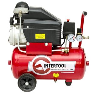 Компресор 24 л, 1.5 кВт, 220 В, 8 атм, 206 л/хв, Intertool