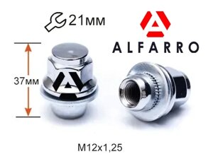 Гайки колісні M12x1,25 - 37 мм.; Хром, Прессшайба - ключ 21 (закриті), Alfarro gk282 (Nissan, Infiniti) — шт.