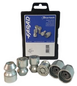 Гайки секретні M12x1,5x30; Конус, Farad StarLock sk353 - комплект (два ключі), закр. із кільцем