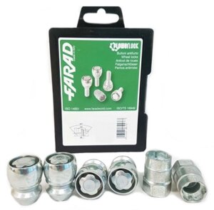 Гайки секретні M12x1,5x20; Конус, Farad FlowerLock sk304 - комплект (два ключі), закр. із кільцем