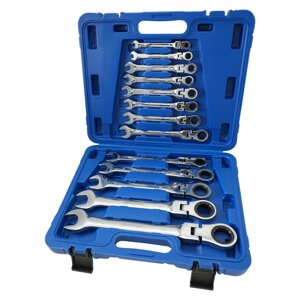 Набір ключів комбінованих із тріскачкою та шарніром 8,10, 12-15,17,19, 22, 27, 30, 32 мм 13ед. СТАНДАРТ