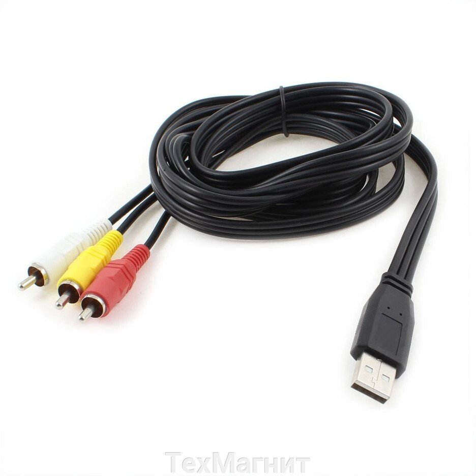 Аудіо-відео кабель USB 2.0 на 3*RCA від компанії ТехМагніт - фото 1