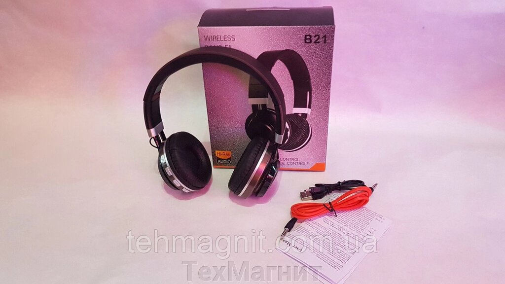 Бездротові навушники B21, Bluetooth-гарнітури Коричневий від компанії ТехМагніт - фото 1