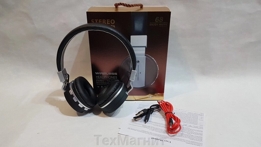 Бездротові навушники Bluetooth стерео гарнітура 68 FM/MP3 від компанії ТехМагніт - фото 1