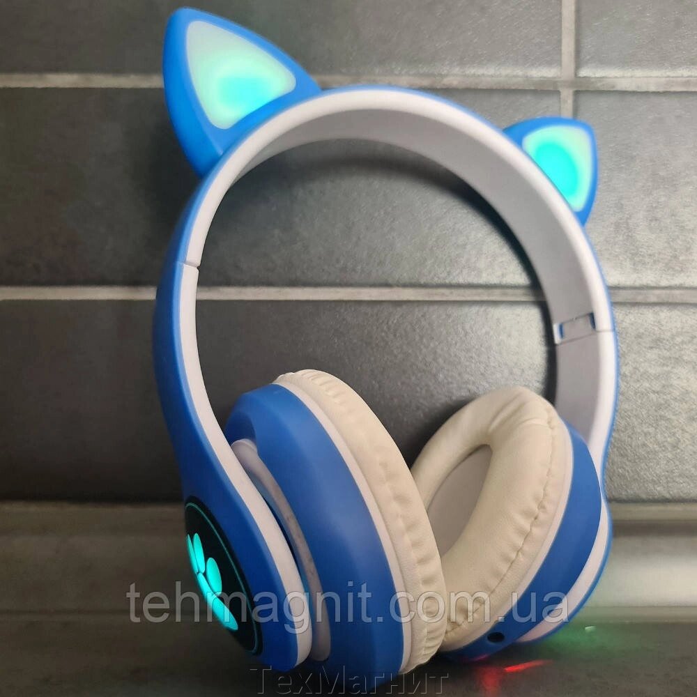Бездротові навушники дитячі з вушками STN 28 blue від компанії ТехМагніт - фото 1