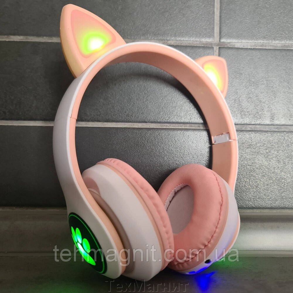 Бездротові навушники дитячі з вушками STN 28 Pink від компанії ТехМагніт - фото 1