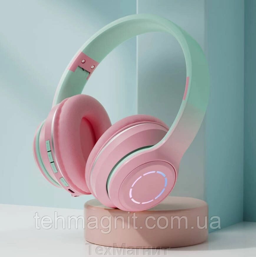 Бездротові навушники з підсвічуванням SN-36 рожевий від компанії ТехМагніт - фото 1