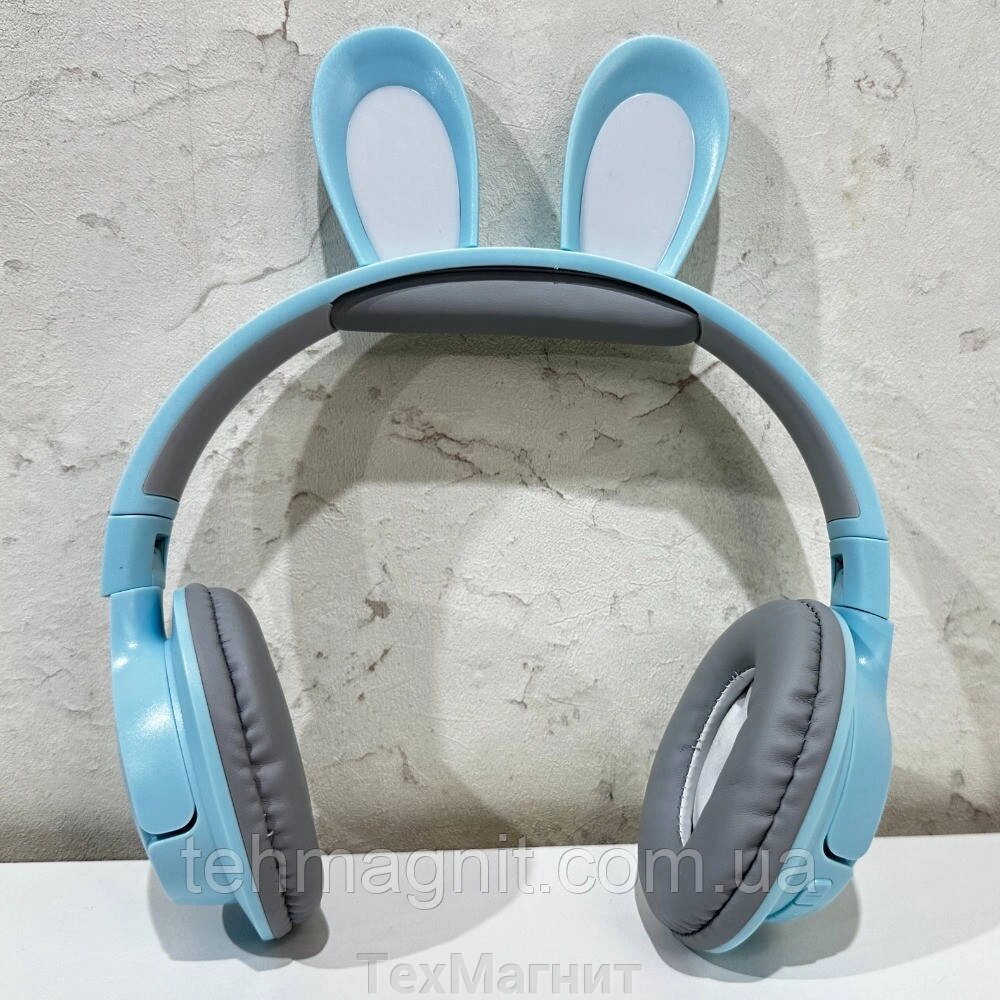 Бездротові навушники з підсвічуванням зайчики KT56 блакитний від компанії ТехМагніт - фото 1