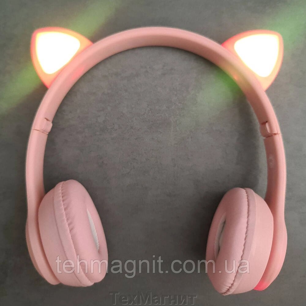 Бездротові навушники з вушками P47M рожеві від компанії ТехМагніт - фото 1