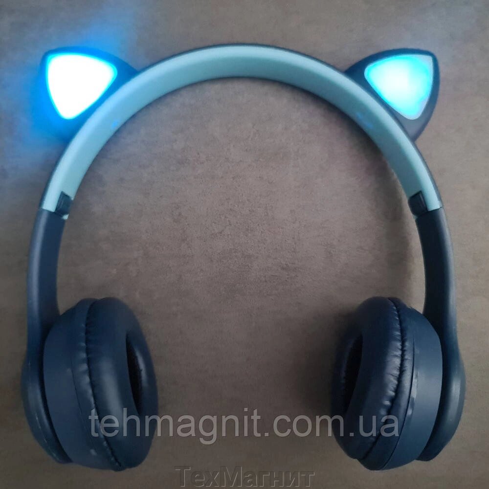 Бездротові навушники з вушками P47M сині від компанії ТехМагніт - фото 1