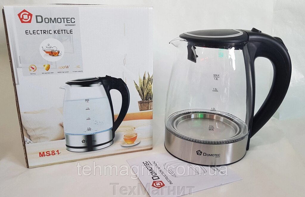 Чайник стеклянный электрочайник Domotec MS-81 ##от компании## ТехМагнит - ##фото## 1
