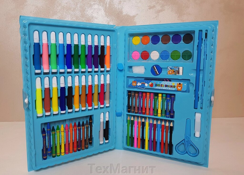 Дитячий набір для малювання ART kids set Rainbow комплект для дитячої творчості в кейсі 86 предметів Синій від компанії ТехМагніт - фото 1