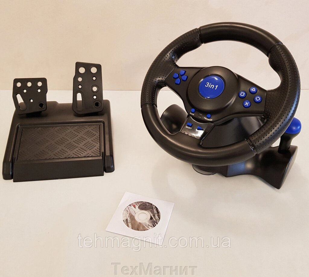 Ігровий Кермо з педалями 3в1 Vibration Steering wheel від компанії ТехМагніт - фото 1