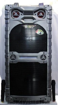 Колонка акумуляторна, комбопідсилювач, велика акустика USB/FM/Bluetooth з радіомікрофонами Trolley Speaker від компанії ТехМагніт - фото 1