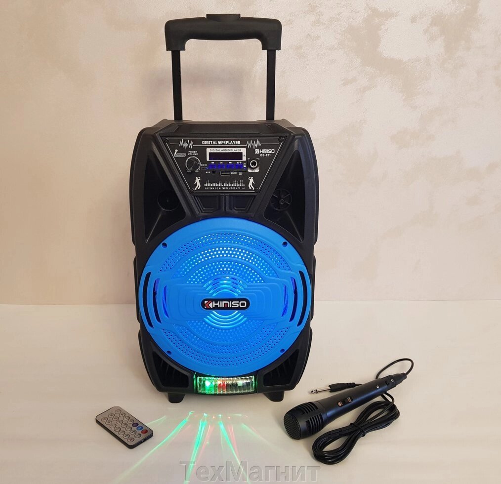 Колонка портативна акустична Kimiso QS-821 з мікрофоном (USB/BT/FM) від компанії ТехМагніт - фото 1