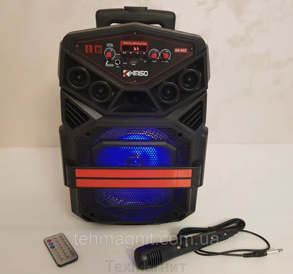 Колонка портативна акустична Kimiso QS-822 з мікрофоном (USB/BT/FM) від компанії ТехМагніт - фото 1