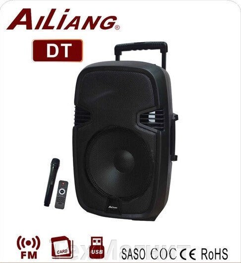 Комбопідсилювач колонка Ailiang AJ 15 AK DT Bluetooth, 15 дюймів, 150W, радіомікрофон, пульт від компанії ТехМагніт - фото 1