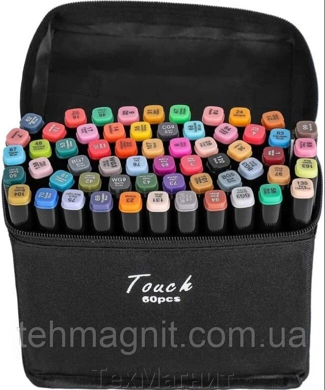Маркер двосторонній скетч 60 кольорів Toush від компанії ТехМагніт - фото 1