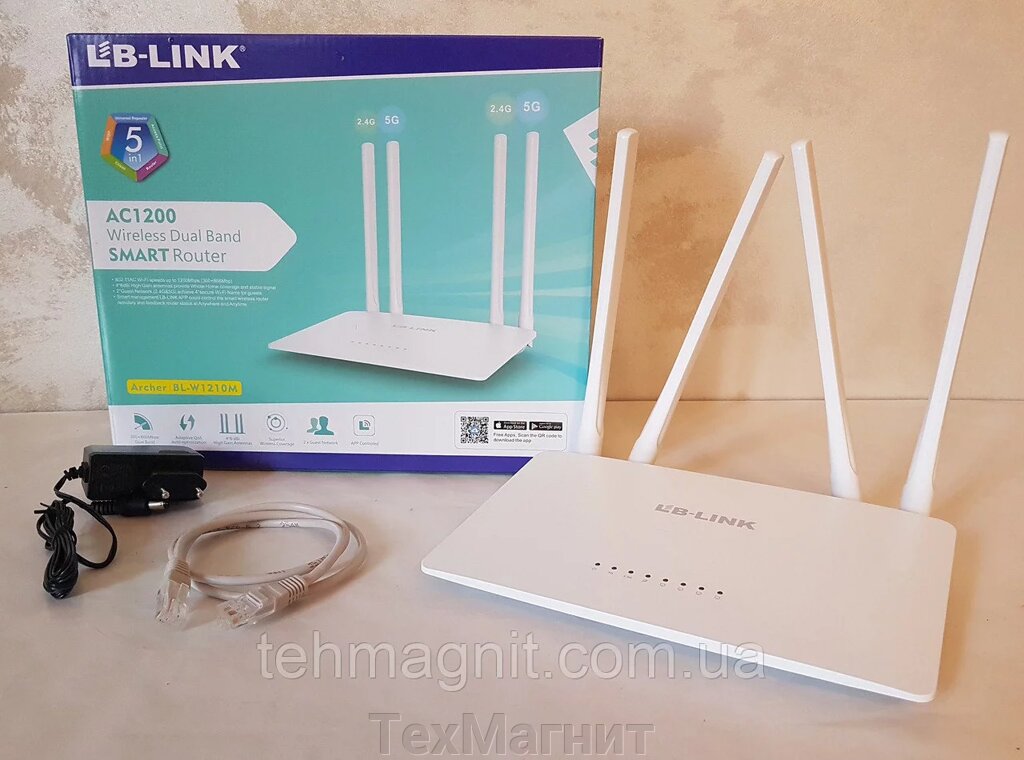 Маршрутизатор Wi-Fi Роутер двох каналах 2.4 Ghz і 5Ghz LB-Link BL-W1210M від компанії ТехМагніт - фото 1