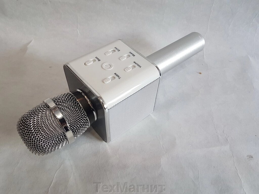 Мікрофон з функцією Караоке Q7 StreetGo Bluetooth Karaoke USB AUX MP3 Player срібний від компанії ТехМагніт - фото 1